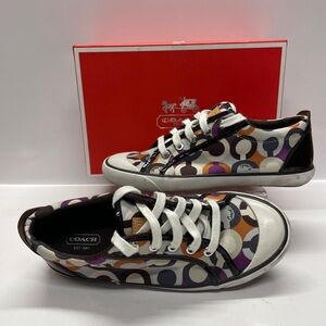 Coach Women's Size 7.5 M Barrett Multi Color Signature Logo C Sneakers Lace Up